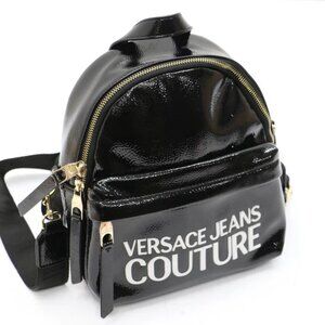 Versace Jeans Patent Leather Backpack - Black/White